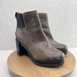 Sorel Boots Womens 7 Brown Leather Chelsea Ankle Block Heel Booties Shoes
